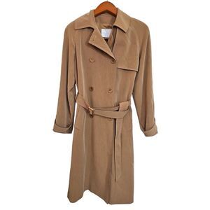 Vorte Nom Dark Khaki Double‎ Breasted Trench Coat, Belted, Size 6
